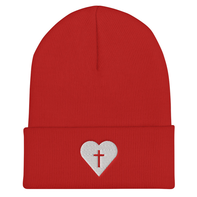 Heart Beanie - Red