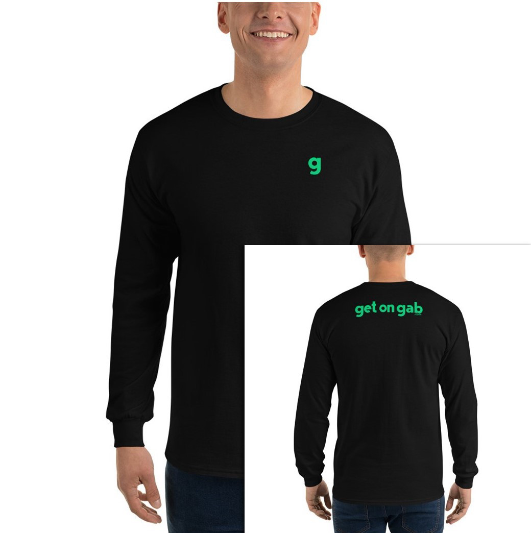 Get on Gab (Back) Men’s Long Sleeve - Black / S