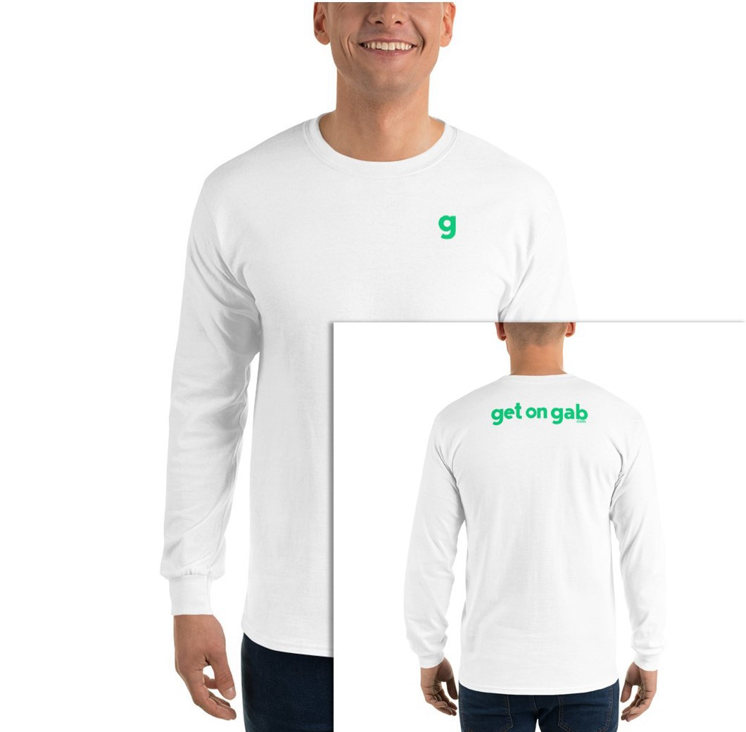 Get on Gab (Back) Men’s Long Sleeve - White / L