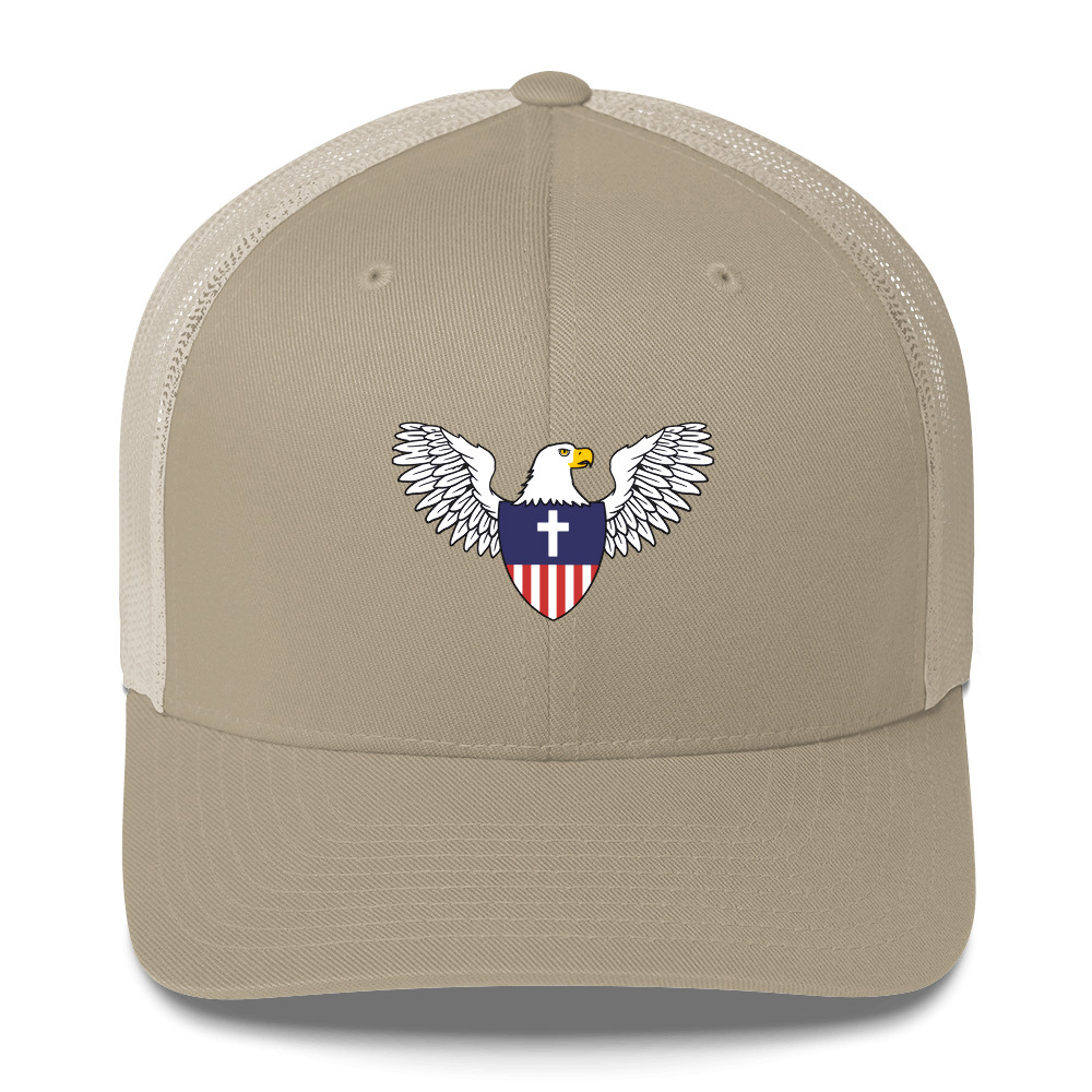 Eagle Christian Nationalist Trucker Hat (+1 Yr. PRO) - Khaki