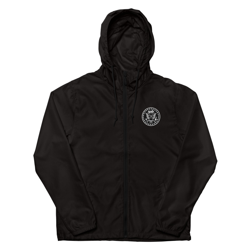 Gab Emblem Unisex Lightweight Zip Up Windbreaker - Black / XS