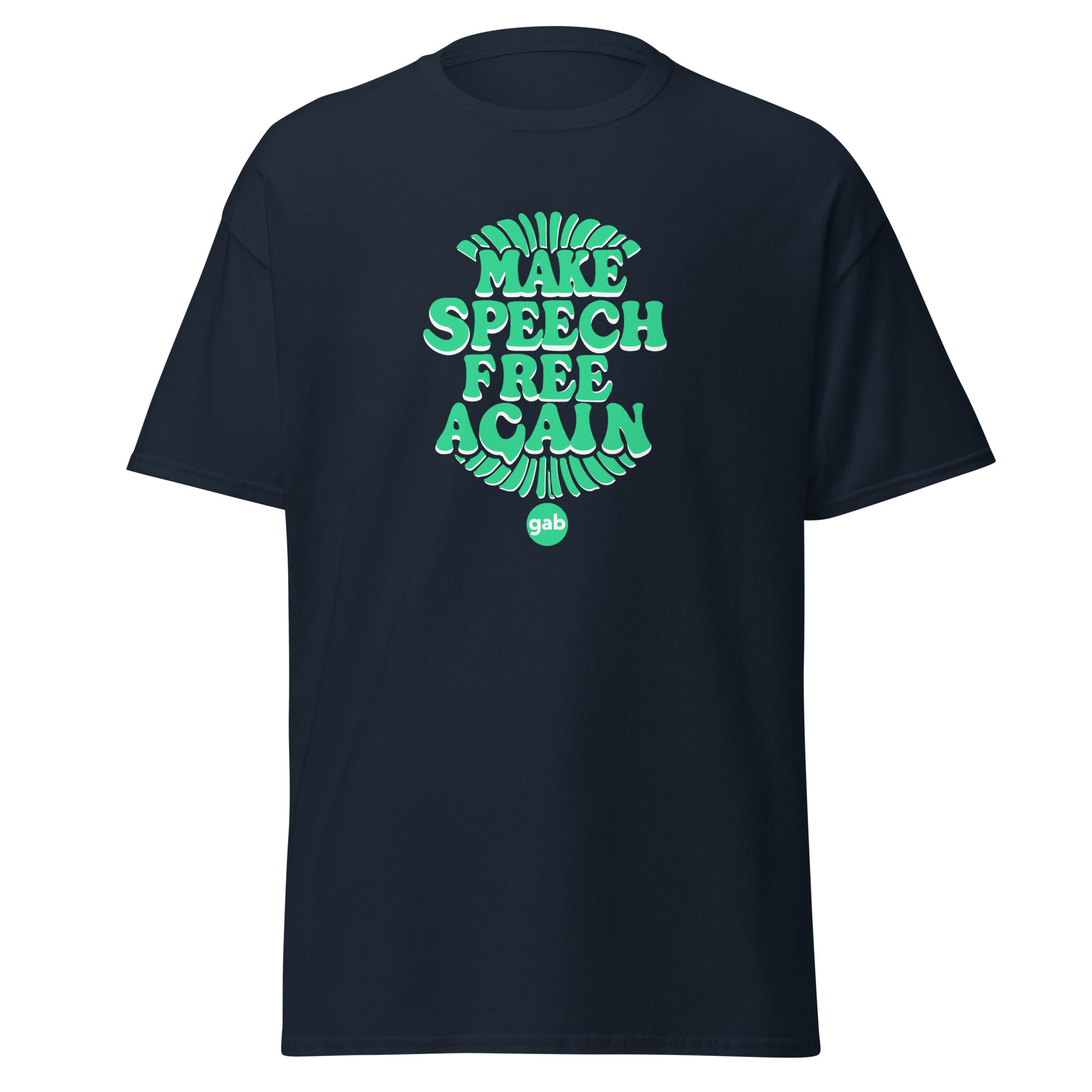 Gab Green Make Speech Free Again T-Shirt - Navy / M