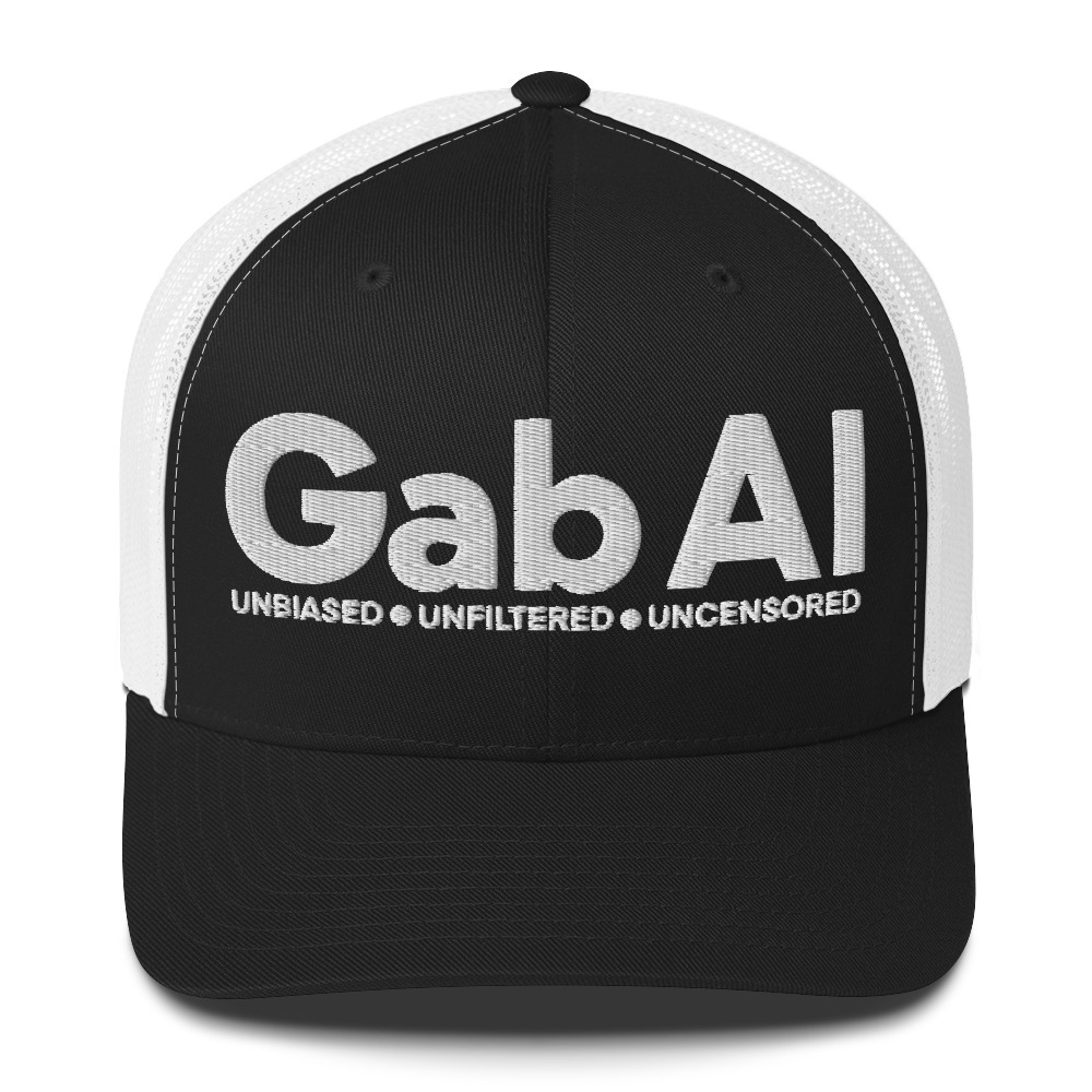 Gab A.I. Trucker Hat / Black/ White