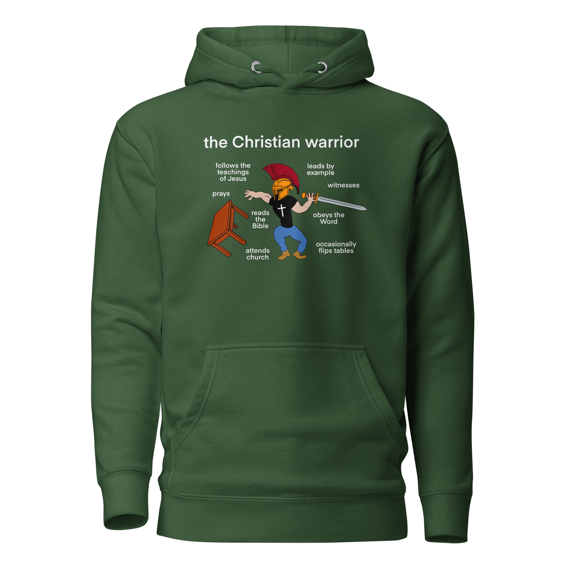 The Christian Warrior Hoodie / Forest Green / S