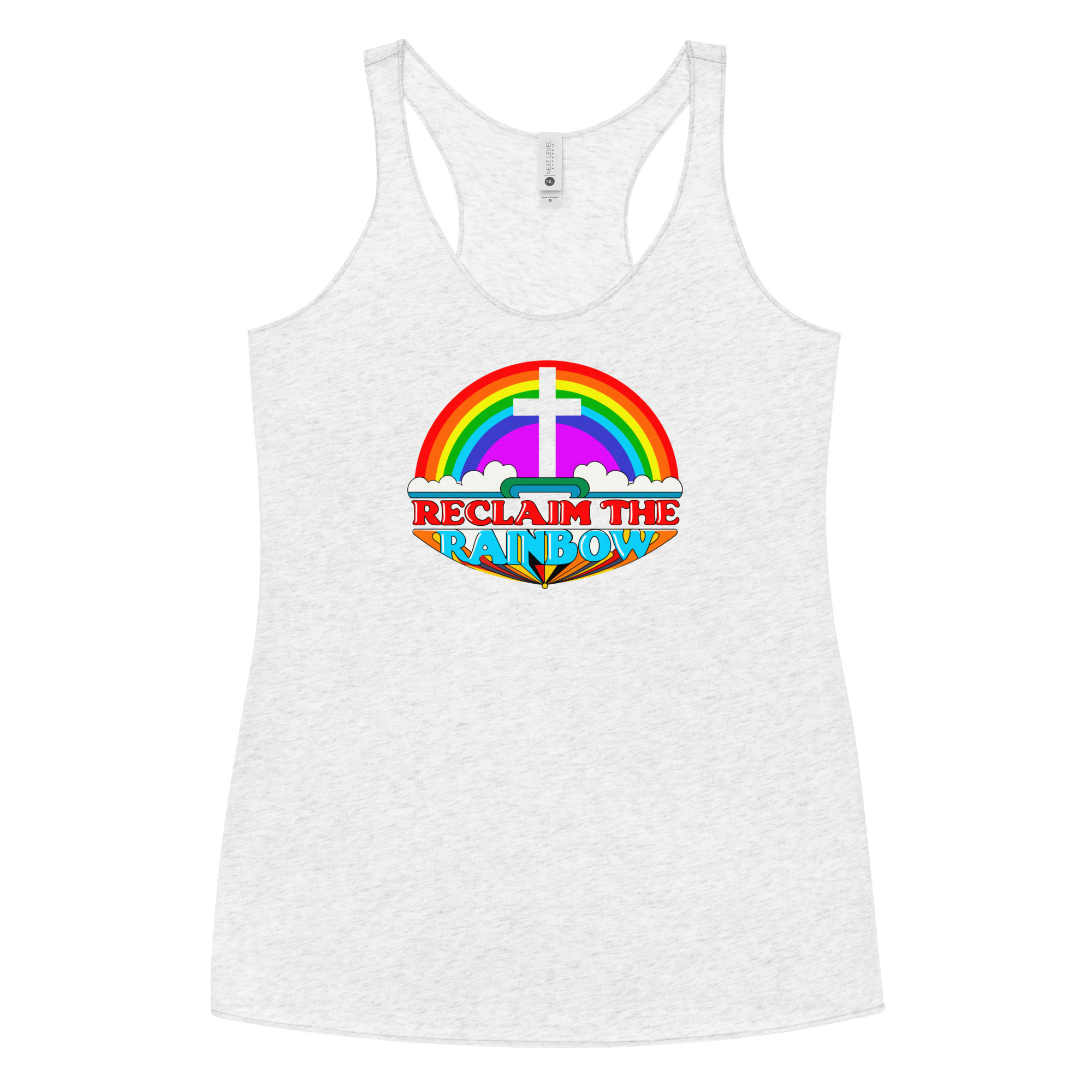 Reclaim The Rainbow Women's Racerback Tank Top / Heather White / XS