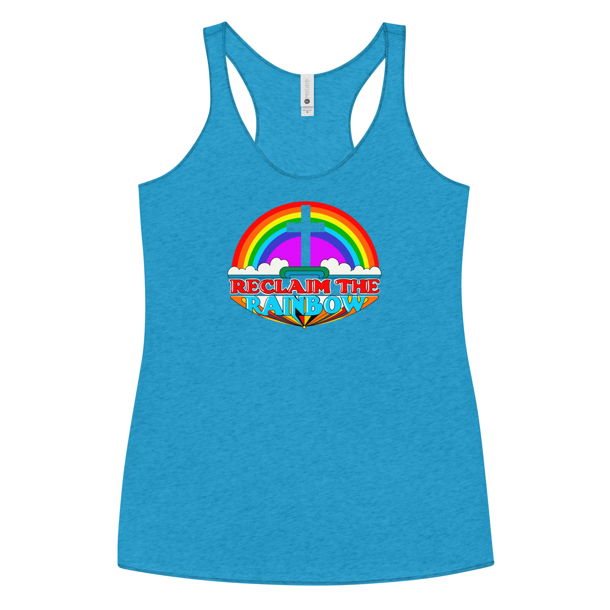 Reclaim The Rainbow Women's Racerback Tank Top / Vintage Turquoise / XS