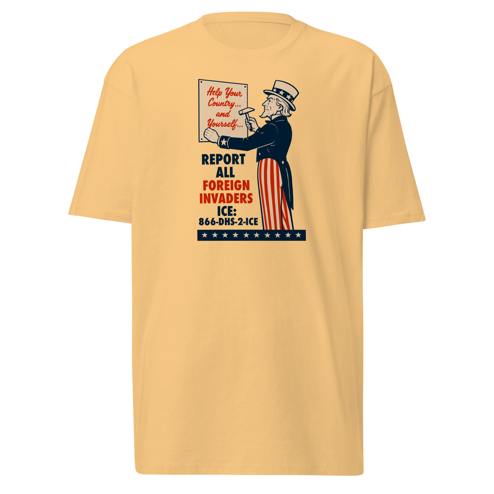 Report All Foreign Invaders T-Shirt / Vintage Gold / XL