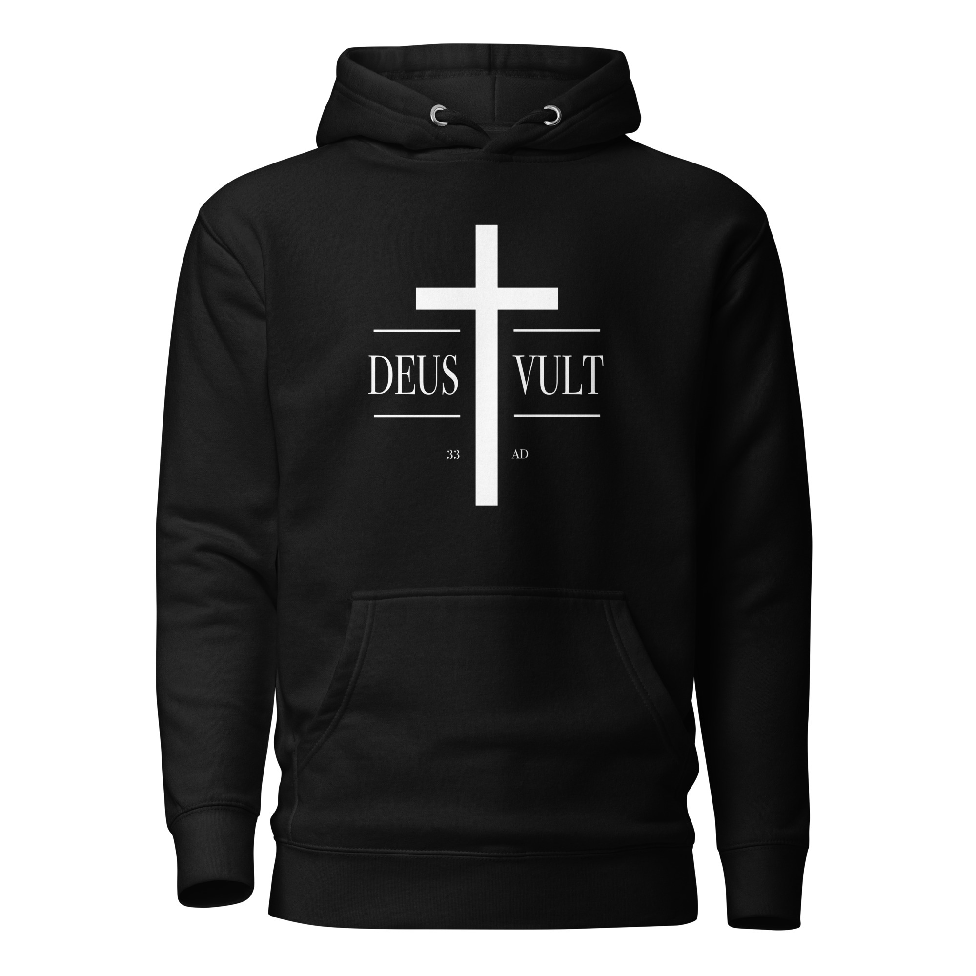 Deus Vult Cross Hoodie / Black / S